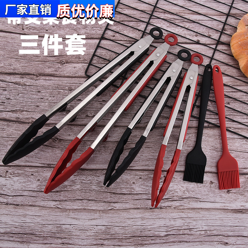 Food clip bbq barbecue clip set food clip 9 inch 12 inch bread clip stainless steel silicone clip with bracket