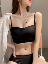 Anti-off light bra bra underwear Womens Big Chest show small thin collection chest wrap strapless invisible beauty back bra set