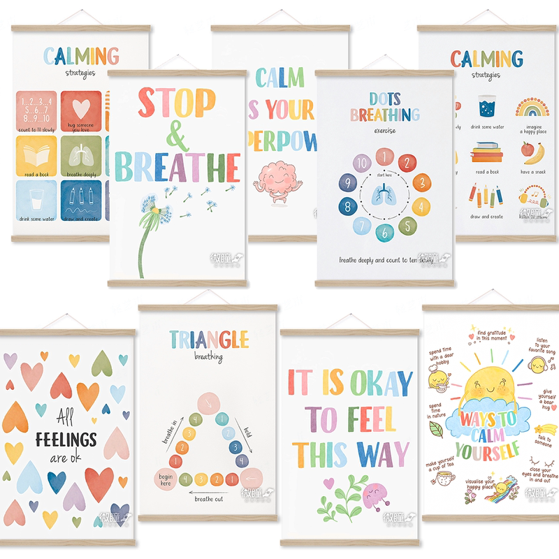English Emotion Control Poster Psychological Healing Breathing Training School English Calm Corner Decoration Painting English Emotion Control Poster Psychological Healing Breathing Training School English Calm Corner Decoration Painting