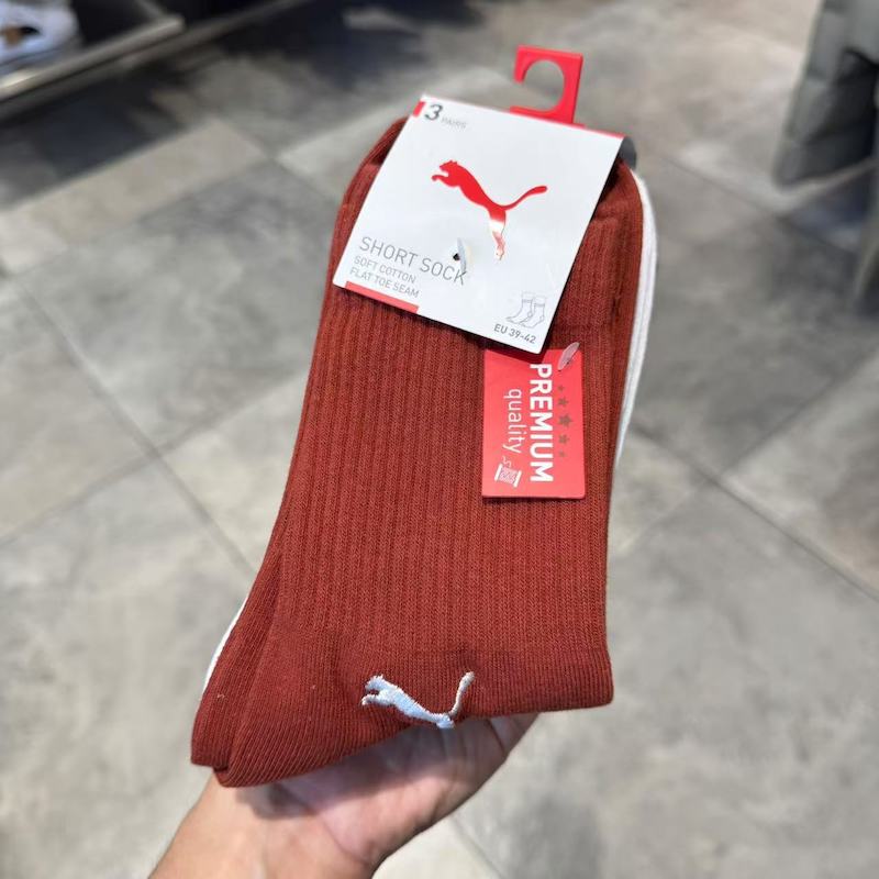 Puma New Men's and Women's Sweat-Absorbent and Breathable Basketball Running Training Three-Pair Pack Sports Socks Mid-Calf Socks 938413