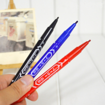 Oily marker pen double-headed fine red blue black non-fading color can add ink hook line pen wholesale oily