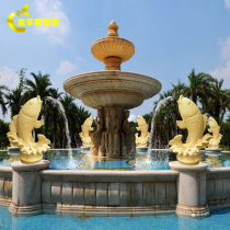 Sandstone Engraving Artificial Sandstone Sculpture Water Jet Fountain Urban Garden Forest Landscape Sculpture Water Spray Carp customizable