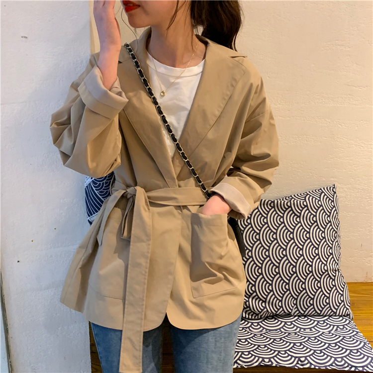 VK旗艦店 韓國風百搭綁帶小西裝寬鬆單品外套