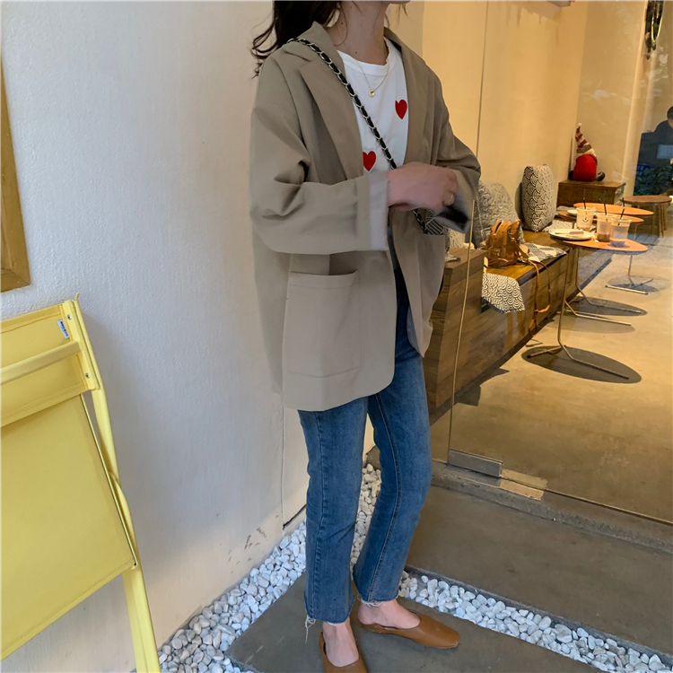 VK旗艦店 韓國風百搭綁帶小西裝寬鬆單品外套