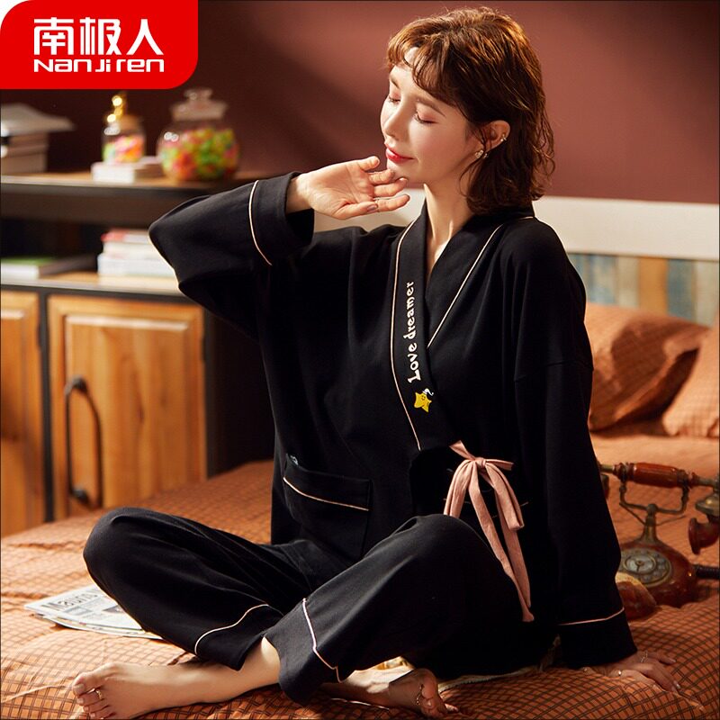 South Pole Day style kimono kimono lady long sleeve pyjamas women's winter pure cotton lins Japanese tether family sufu summer