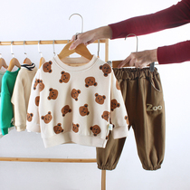 Childrens suit 2022 Spring and Autumn new baby cartoon cute two pieces of boys and boys with gas clothes