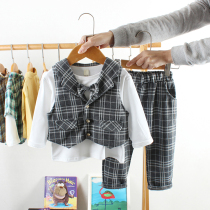 Childrens vest suit three-piece suit spring and autumn foreign boy baby 1-3 years old wedding clothes toddler clothes children