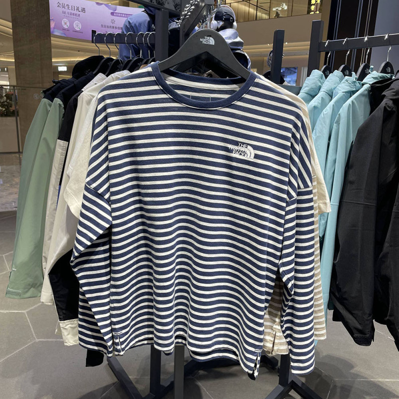 Spring and Summer New Arrivals the North Face Women's Casual Striped Long-Sleeve T-Shirt for Sports and Outdoor Activities | 8F0U Spring and Summer New Arrivals the North Face Women's Casual Striped Long-Sleeve T-Shirt for Sports and Outdoor Activities | 8F0U