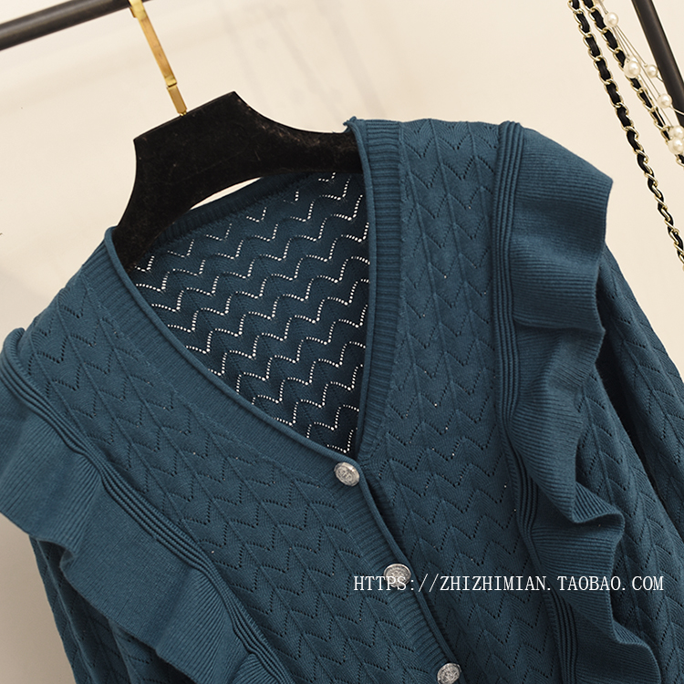 2018 đầu thu mới phiên bản Hàn Quốc của áo len cardigan áo lưới màu đỏ áo len nữ buông thả hoa sen dài tay thủy triều áo len nữ