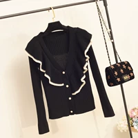 Осенний трикотажный свитер, кардиган, лонгслив, черная короткая куртка, коллекция 2021