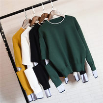 2021 new autumn and winter loose Korean pullover students wear fashion sweater women tide knitting red fake two-piece set