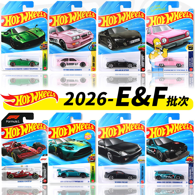 Hot Wheels Car 26E&F Batch Ferrari F1 Pagani Audi the Simpsons Alloy Car Model C4982