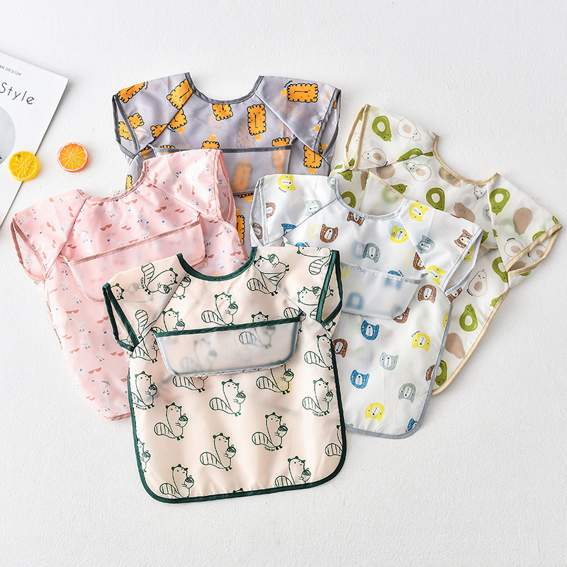 Umbrella-Style Children's Waterproof Bib Sleeveless Baby Waterproof Coverall Infant Polyester Taffeta Waterproof Feeding Clothes Ag