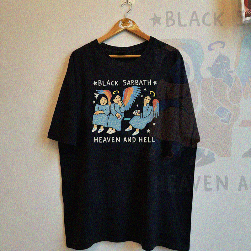 Black Sabbath Band Short-Sleeve T-Shirt Hand-Painted Original Heaven and Hell