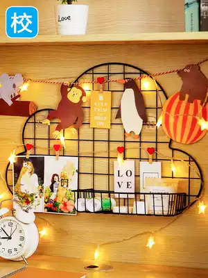 Grid wire photo wall ins Wind girl heart pink dormitory bedroom room layout Net red decoration photo