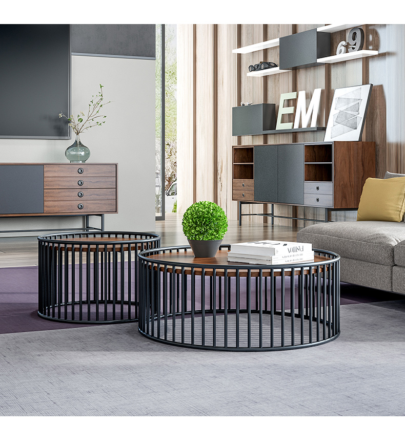 Bàn cà phê tròn kiểu Bắc Âu đơn giản phòng khách hiện đại sáng tạo nội thất căn hộ nhỏ cá tính rèn bàn tròn ban công - Bàn trà bàn tròn phòng khách