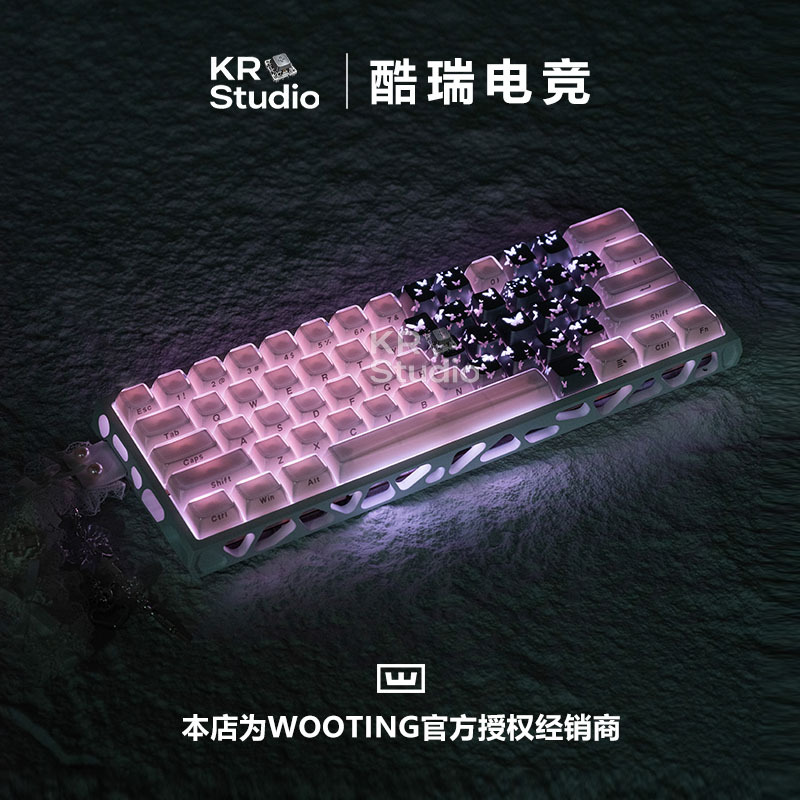 Wooting60Hev2 Fully Modified Finished Keyboard with Top-Of-The-Line Magnetic Switches, Pink Jelly, White Jelly