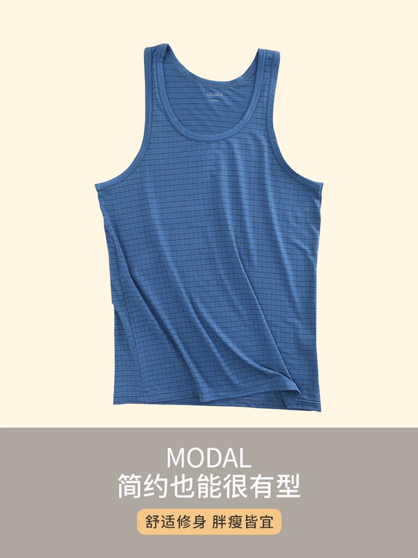 Shile Men Fine Modal Row Vest Mùa hè Áo thun thể thao cạp cao không tay - Áo vest