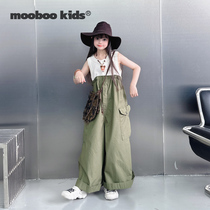 Mobao Childrens Clothing_Girls Summer Workwear Pocket Splicing Knitted Vest Japanese Heavy Industry Niche Jumpsuit