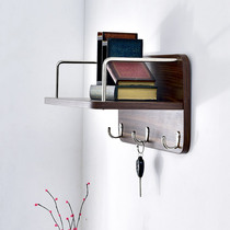 Shelf Foyer Hanging Hanger Bedroom Partition Wall Decorative Shelf with Hook Widened Deck Shelf Simple Solid Wood Color
