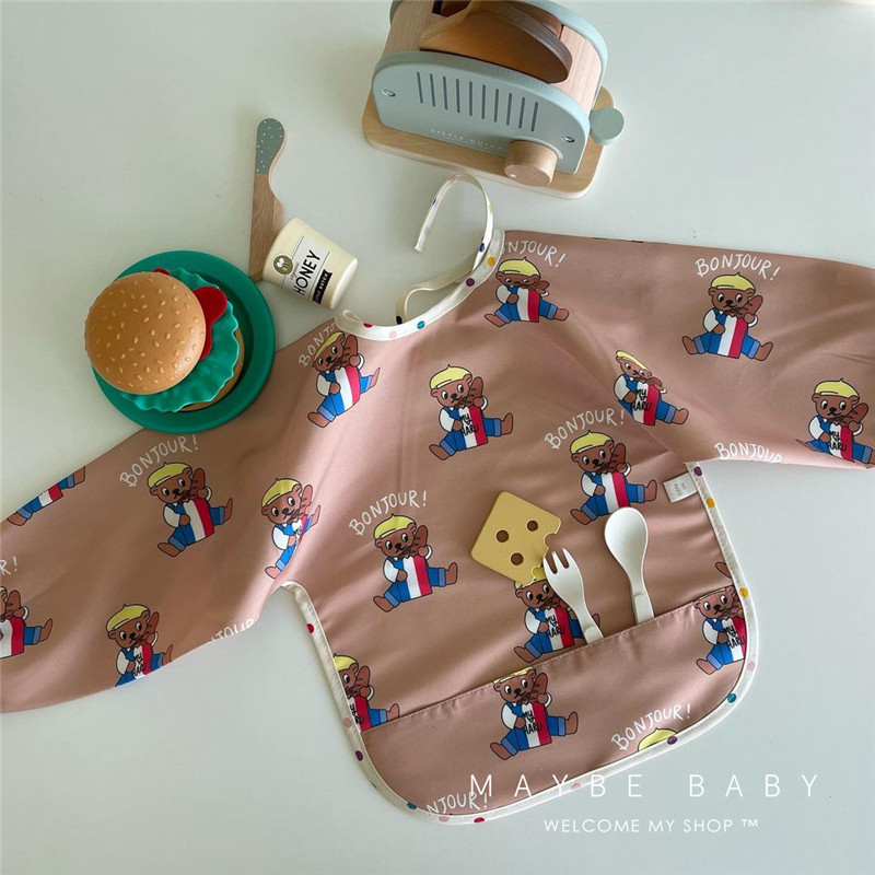 Korean in baby eating around cover clothes, anti-washing children draw anti-clothes thin light food pockets