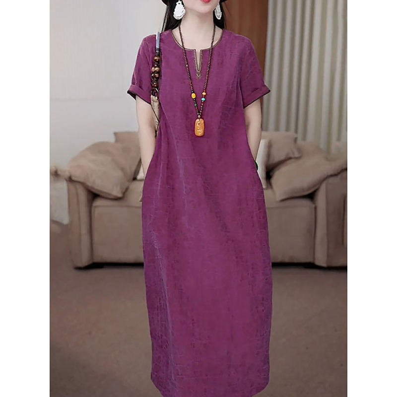 Elegant and Fashionable Chinese-Style Noble Dress for Women, 2026 Summer New Loose-Fitting, Slimming Purple Long Dress Elegant and Fashionable Chinese-Style Noble Dress for Women, 2026 Summer New Loose-Fitting, Slimming Purple Long Dress