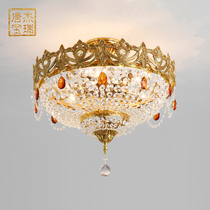 European-style All-copper crystal ceiling lamp Bedroom luxury living room round simple European French led retro entrance lamp