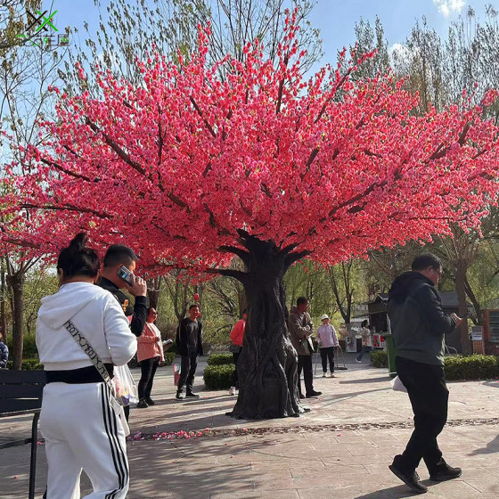 Simulated cherry blossom tree, indoor large green plant landscaping, peach blossom tree, wishing tree, hotel, restaurant, internet celebrity decorative tree
