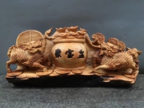 Cliff root carving decoration Unicorn size length 67 wide 18 high 31 self-mention gift glass frame