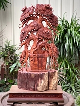 Myanmar flower pears wood root carving pendulum piece rocking money tree No lacquer No wax hand engraving handicraft wood carved potted plants whole