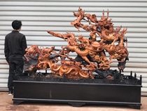 Spot Lao Flower pear wood Longsheng Jiuzi All the Beauty Hall Large hand-made root carved wood carving handicraft