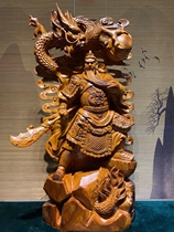 Spot African Flowers Pear Wood Guan Statue of wood Sculpture Handicraft Root Carving and Living Room Home Town Residence Wu Caixuan Guan Guan