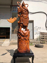 Spot Cambodia rosewood Guan Gong root carving ornaments Living room Guan Er Ye whole piece of solid wood crafts Knife knife into the god