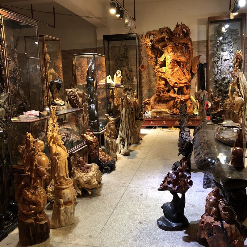 Cliff Cypress root carving ornament tree root hand-carved Guan Gong Guanyin Maitreya Buddha figure wood large landscape handicrafts