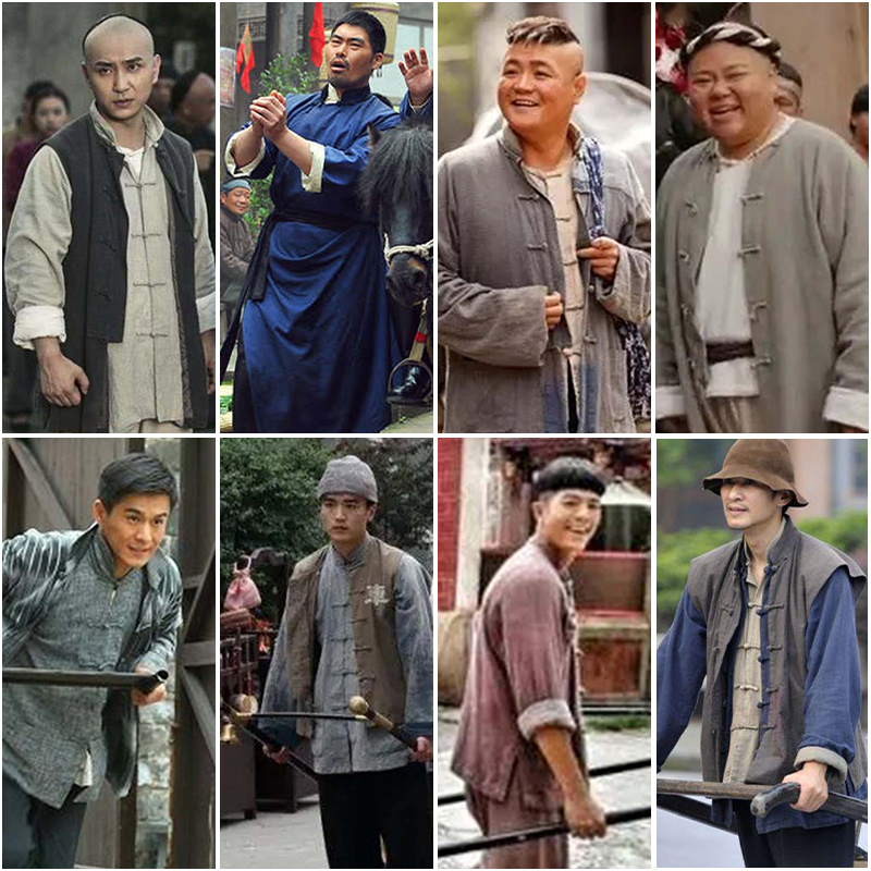 Late Qing Dynasty and Republic of China Period Film and Television Costume, Martial Arts Clothing, Servant, Carriage Driver, Helper, Butler, Coarse Cloth Cotton and Linen, Commoner Performance Costume