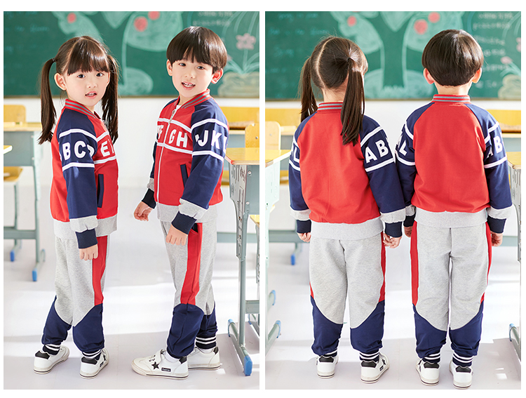 Quần áo mẫu giáo mới mùa xuân và mùa thu phù hợp với lớp học quần áo trẻ em đồng phục tiểu học màu đỏ thể thao ba mảnh tùy chỉnh đồng phục trẻ em mầm non