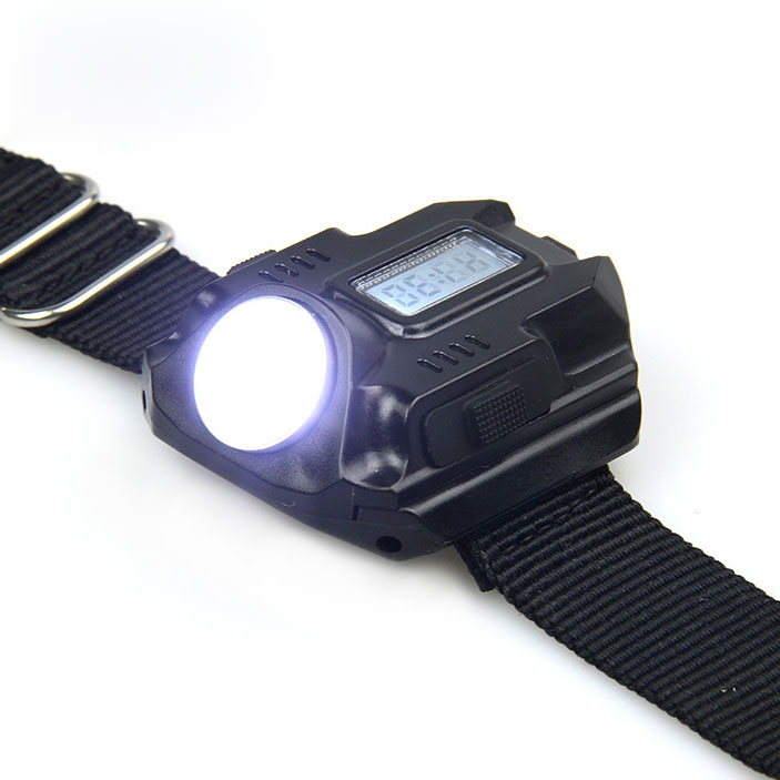 Outdoor Intense Light Flashlight Wrist Light Night Riding Fishing Light With Watches Function Charging Wrist Wear Light Mountaineering Night Run