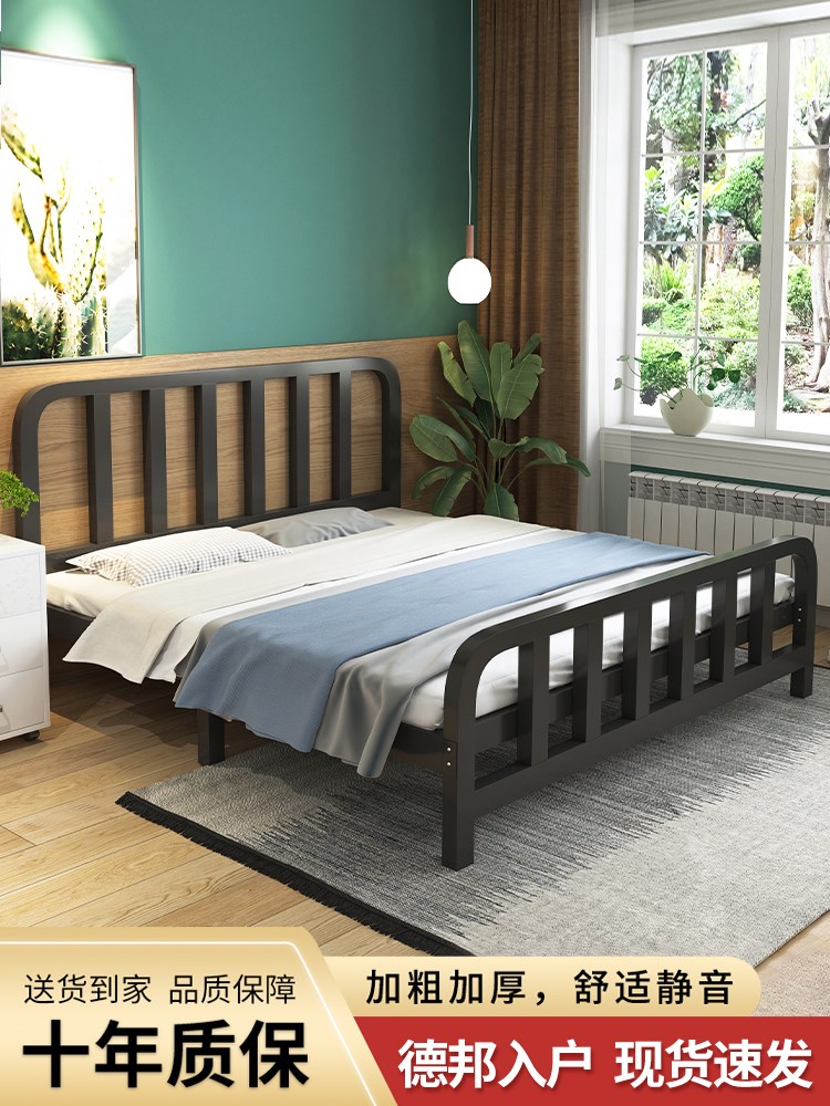 Iron bed frame Reinforced modern minimalist iron art bed Twin Beds Stainless Steel Single Bed Dorm Bed 1 5 m Iron Frame Bed