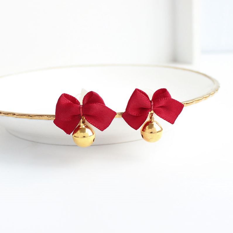 Christmas Earrings Christmas Bells Ringing in the ear Ears Butterfly Knot rings Ear Clips Red Cute Sweet and Sweet Ear Pendant 2021