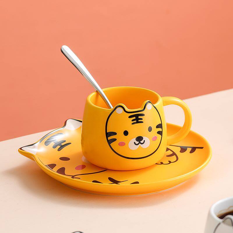 Small Tiger Cup Lotus Root Powder Spoon Water Cup Advanced Sensation Delicate Female Tiger Year Mark Cup 2022 New Year's Coffee Maker