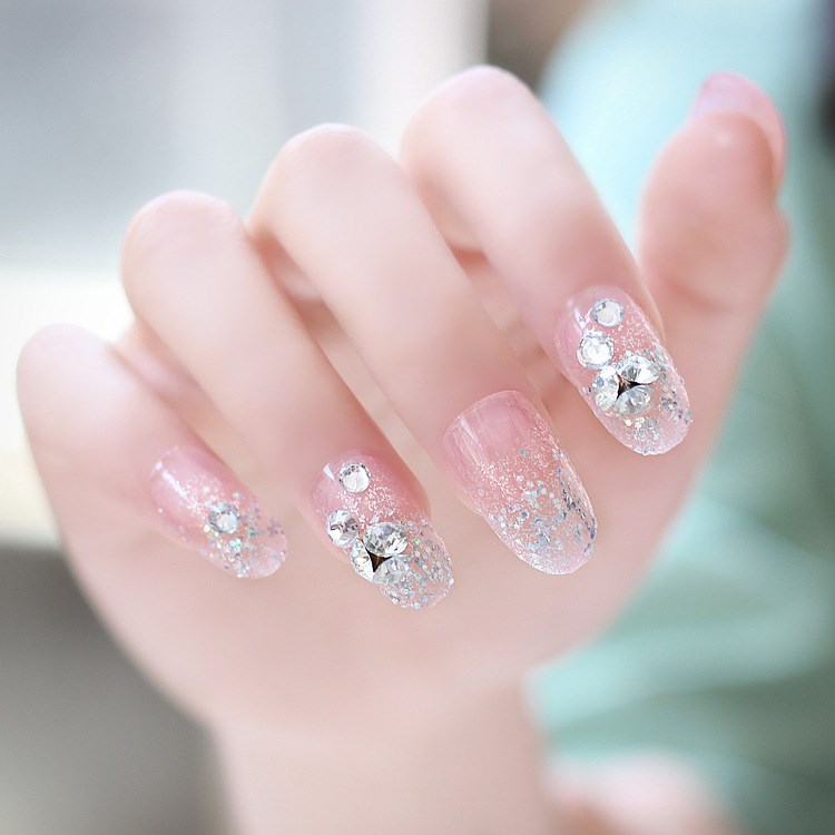3d Waterproof White Wedding Bridal Nail Stickers Wanted to Take Off Nail Stickers Internet-famous Wearable