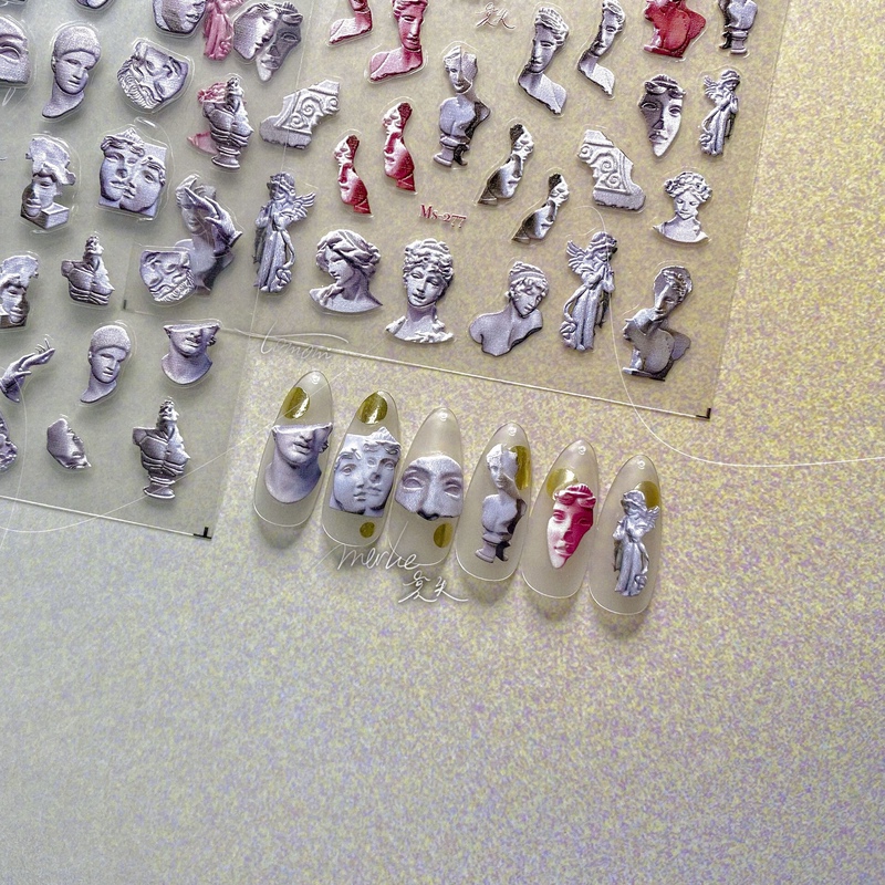 Retro Statue Collaboration Nail Stickers Tomoni New Trendy European and American Style Baroque Nail Art Stickers