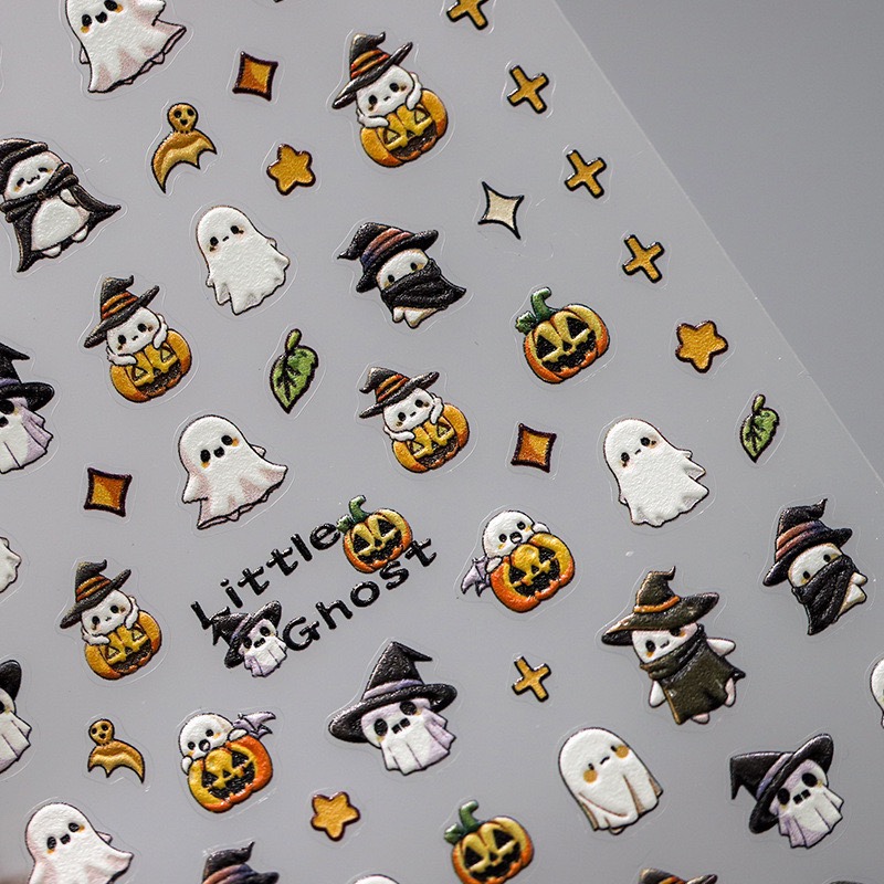 Halloween Little Ghost Nail Art Stickers ins Halloween Limited Edition Cute Star Witch Internet Celebrity Adhesive Nail Stickers