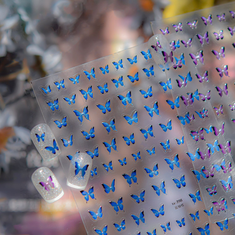 New Pure Desire Style High-End Blue and Purple Butterfly Nail Stickers DIY Blue Butterfly Versatile Popular Nail Stickers