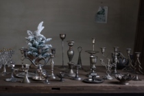 Silver candlestick Antique Ocean Old Antique Wedding Decoration Still Life Photography Fittings (2 store props)