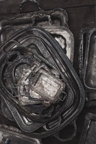 Silver plated handle plate Vintage Ocean old vintage gourmet delicacy framed flower photography (two store props)