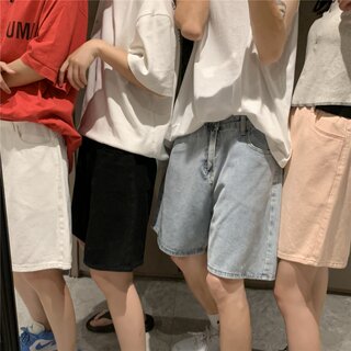 Hong Kong style summer loose ins versatile denim shorts