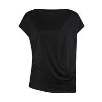 (Simplified Aesthetics) Masfil 2024 Summer New Style Glowing Black Irregular Design Slim Top T-Shirt for Women