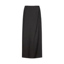 (Simplified Aesthetics) Masfil 2024 Summer New Fashion Side Slit Pleated Black Skirt for Women