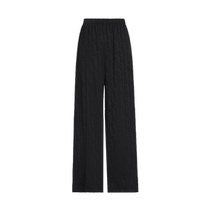 (Loose trousers) Masfil 2024 Spring New Black Drapey Textured Wide-leg Straight Casual Pants for Women